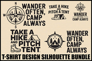 Camping T-Shirt Quote Bundle, an Illustration by jahid234