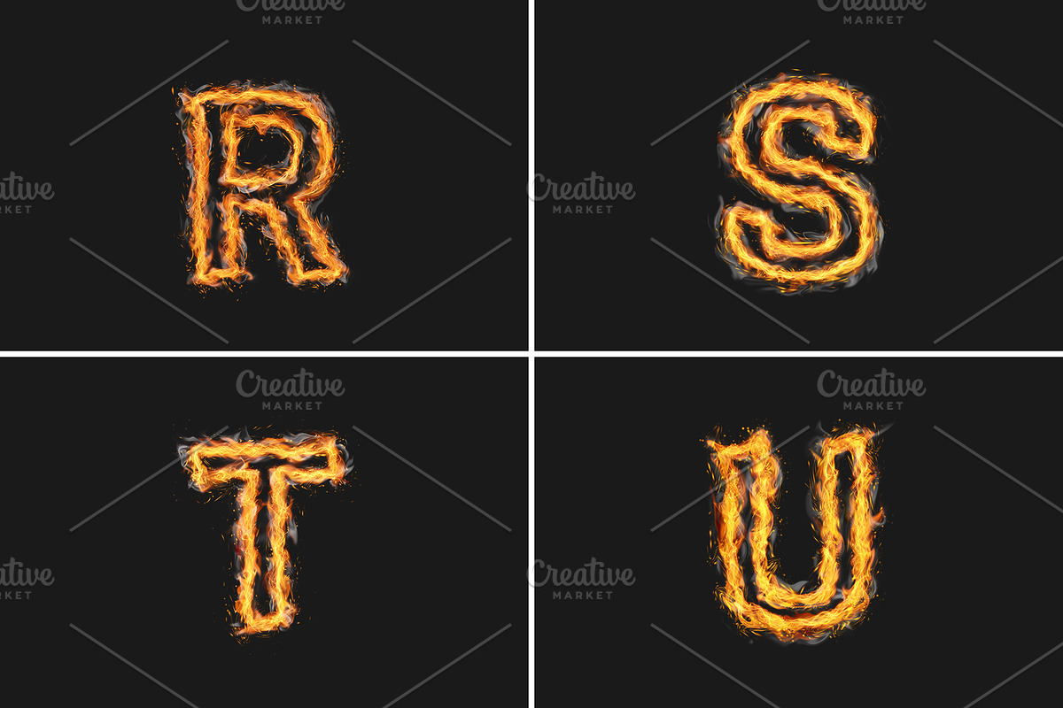 Blazing Fire Letters A-Z, an Object Graphic by MRI STUDIO