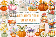 Birth Month Floral Pumpkin Bundle., an Illustration by SVGArt (Thumbnail 1 of 8)