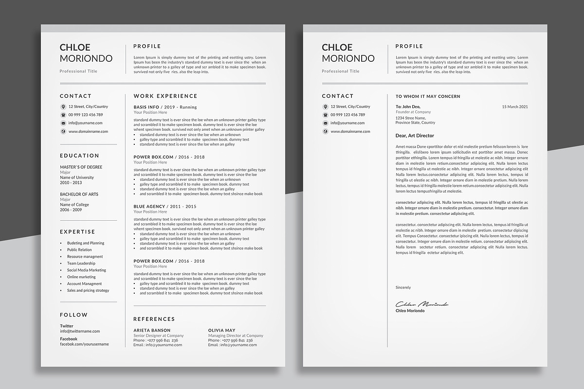 Word Resume & Cover Letter, a Resume Template by Creatune (Photo 2 of 4)