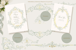 Green&Gold Baroque Wedding Set