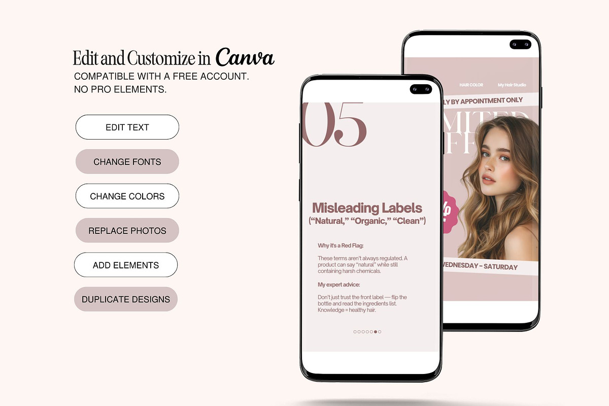 Hairdresser Instagram Posts Salon, a Social Media Template by HAYAG Creatives (Photo 5 of 6)