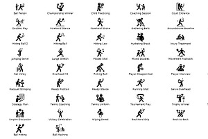 50 Tennis Player Icons, a Solid Icon by Symbolic Language