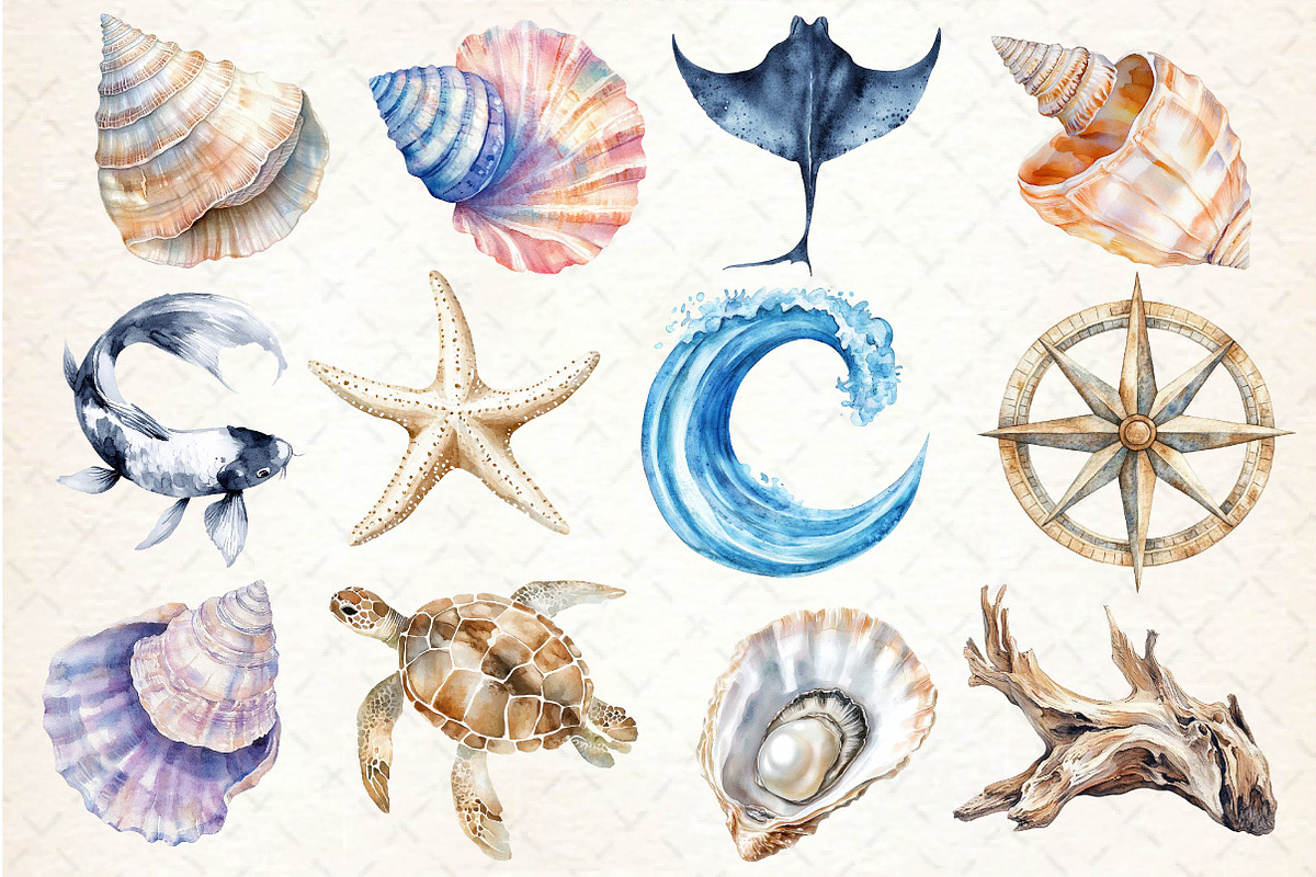 Minimalist Sea Sublimation Clipart, an Illustration by Dream Creation (Photo 4 of 4)