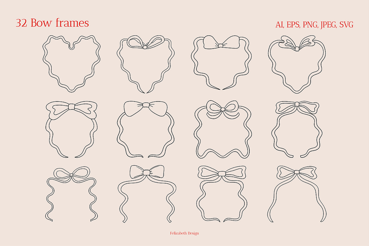 Coquette Bows, Frames and Patterns, an Object Graphic by Felizabeth Design (Photo 8 of 14)