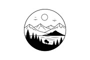 Circular Nature Landscape Silhouette, an Illustration by yasushie (Thumbnail 11 of 51)
