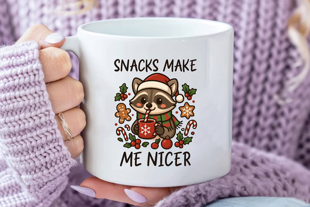 Christmas Raccoon Snacks Quote PNG, an Illustration by Daily.Designs (Photo 3 of 5)