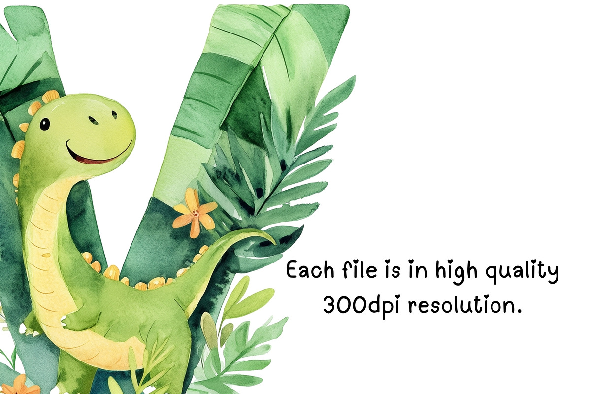 Adorable Dinosaur Alphabet Clipart, an Illustration by PassionPNGcreation (Photo 6 of 7)