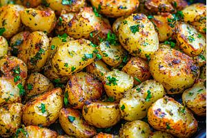 Delicious roasted potatoes with, a Food & Drink Photo by Lermont51