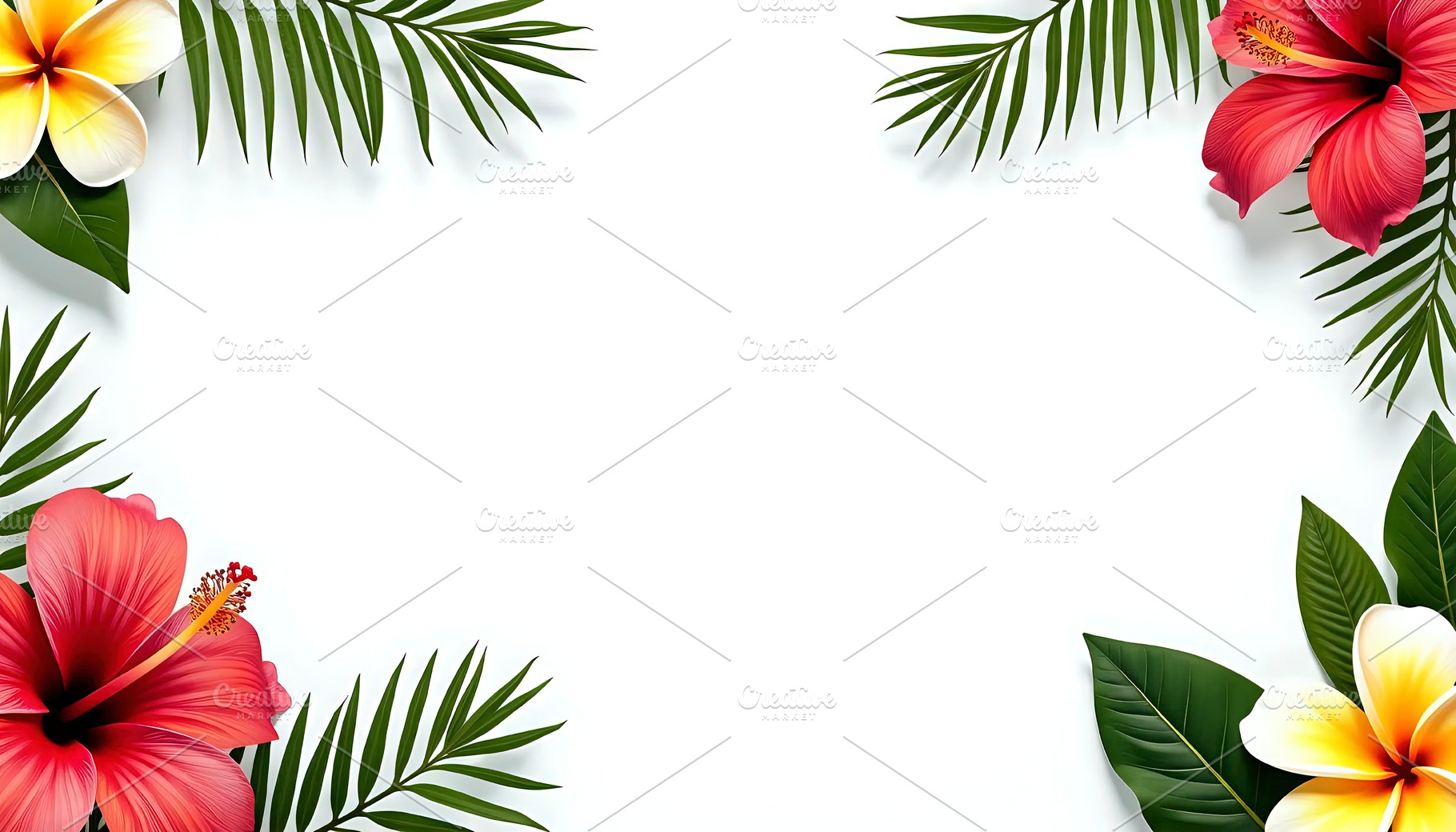 Framed Tropical Flowers With Copy Sp, a Photo by LOGOCREATIVE