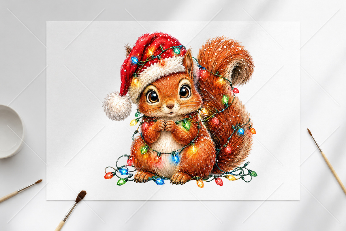 Christmas Squirrel Clipart PNG, a Seasonal Illustration by Canvas Craft (Photo 6 of 6)