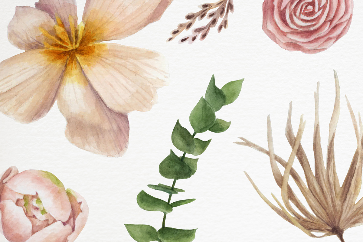 Watercolor set of tropical flowers, an Object Illustration by a_ptichkina (Photo 3 of 8)