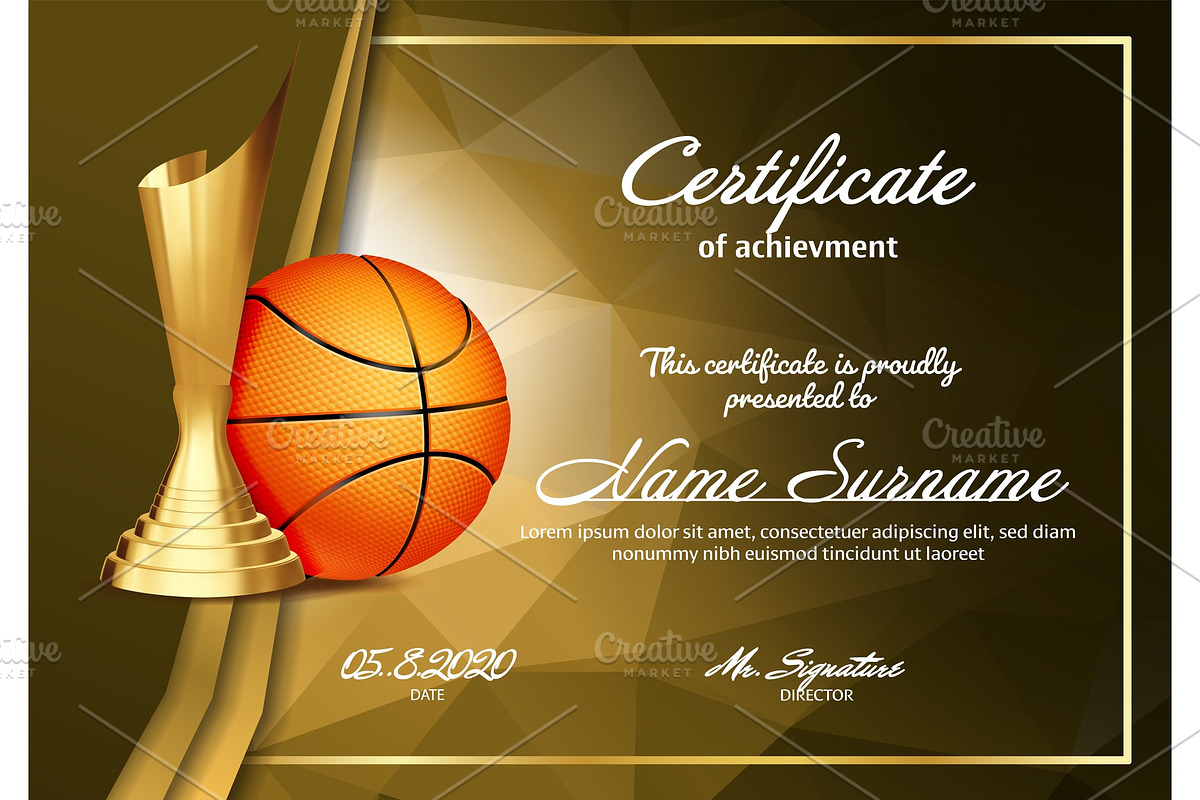Basketball Certificate Diploma With, an Illustration by pikepicture