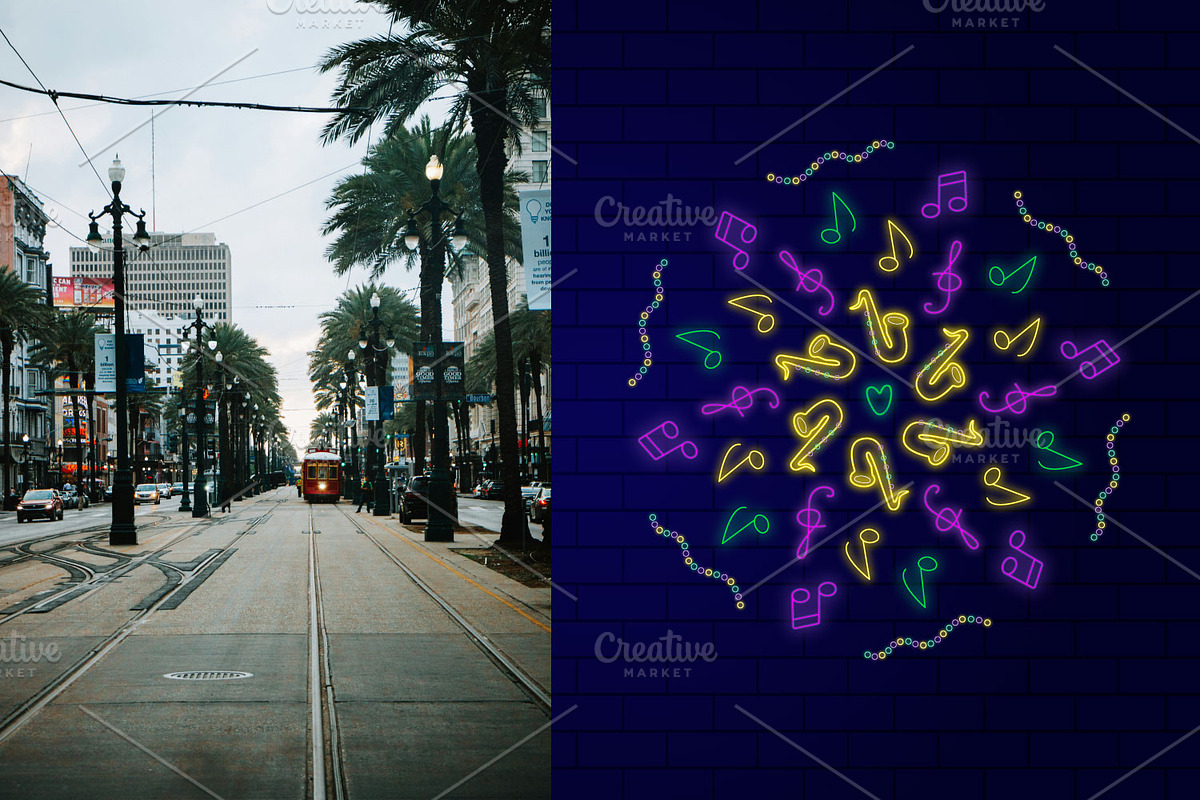 Mardi Gras Neon Ornaments, a Background Graphic by kh_cat (Photo 2 of 4)