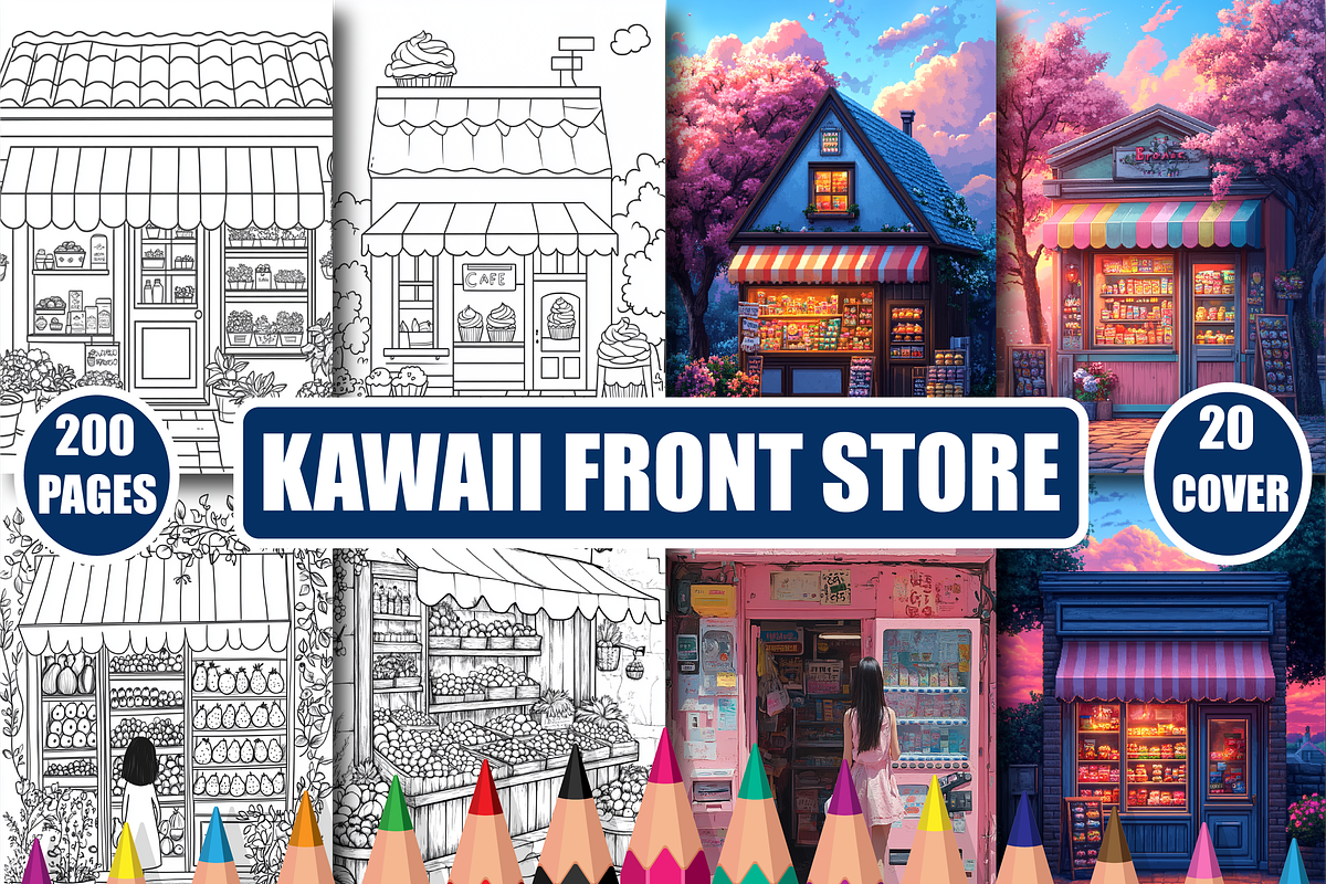 Kawaii Front Store Coloring Book, an Animal Illustration by Design Home (Photo 1 of 3)