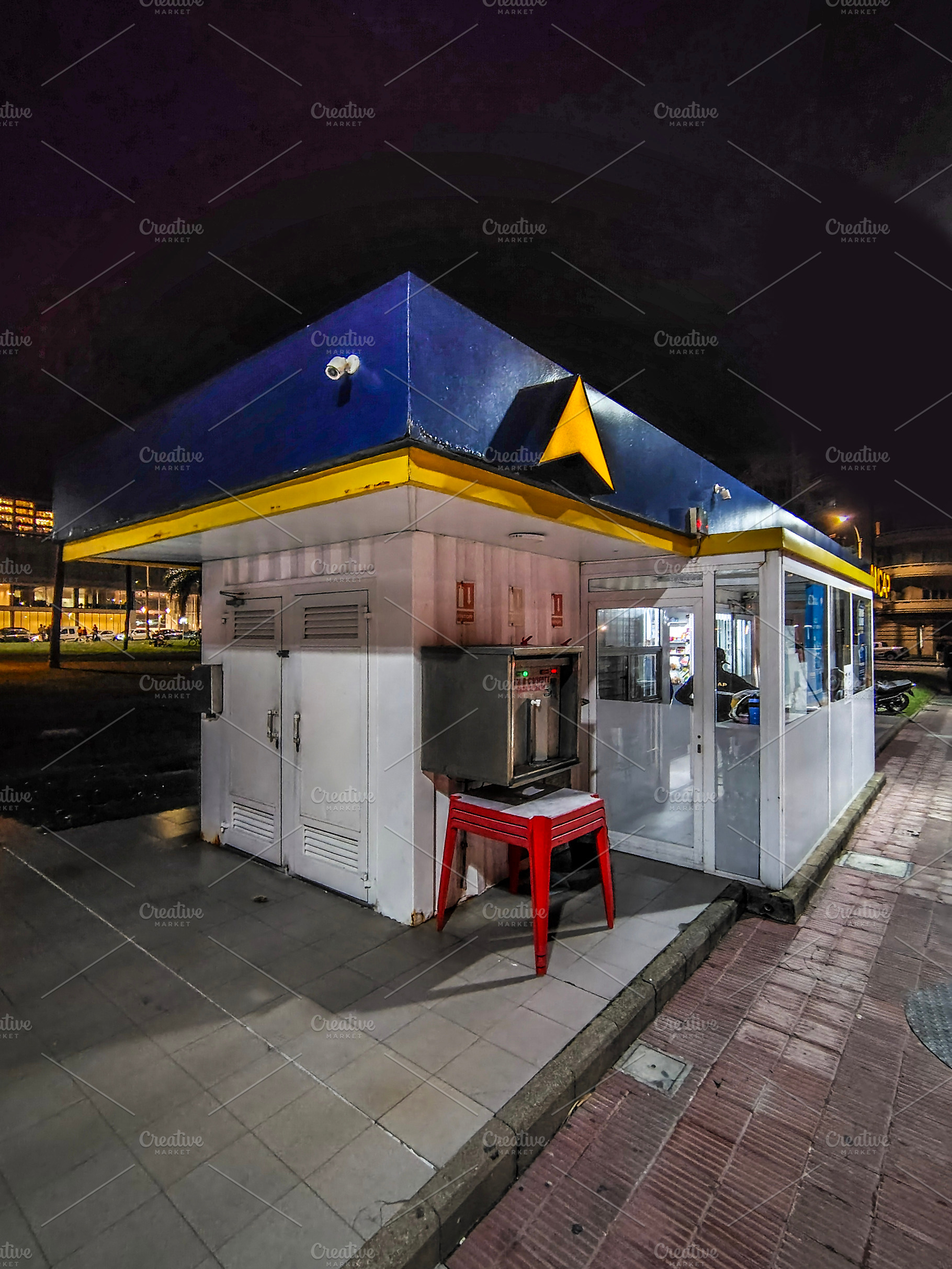 Gas station pump, ciudad vieja district, montevideo, uruguay, an Industrial Photo by DanFLCreativo