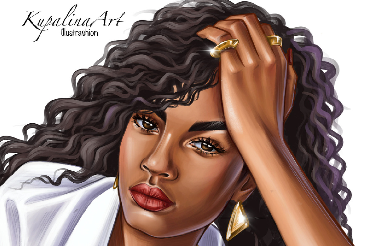 African american Black girl clipart, an Illustration by KupalinaArt (Photo 6 of 6)