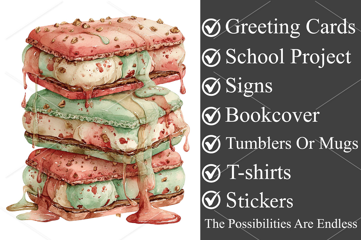 Whimsical Summer ice Cream Clipart, a Seasonal Illustration by Canvas Craft (Photo 3 of 7)