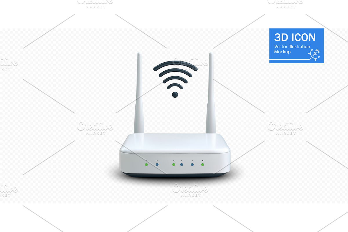 Wireless router with antenna and, a Technology Illustration by ZinetroN