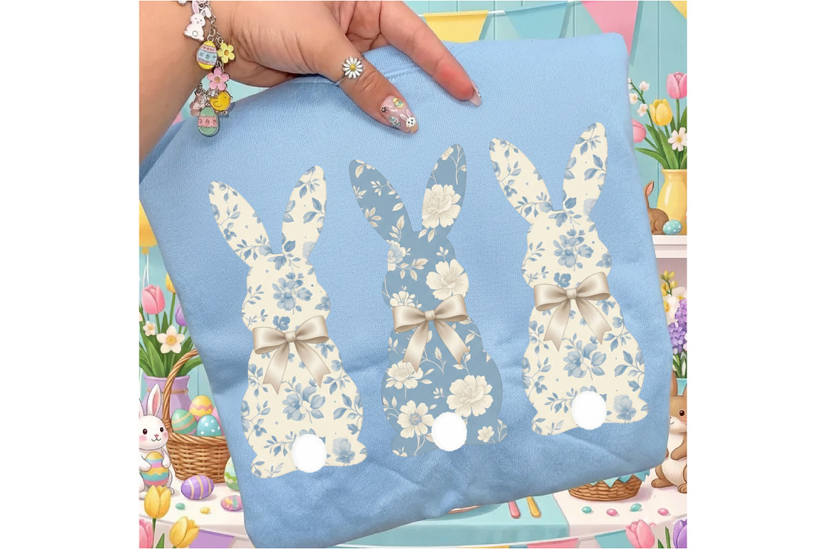 Floral Toile Easter Bunny Png, an Illustration by designcity5 (Photo 8 of 9)