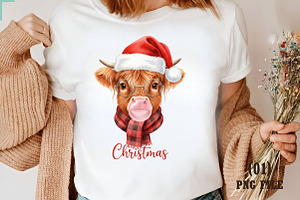 Christmas Farm Highland Cow Sublimai, an Illustration by DreamArtGraphic