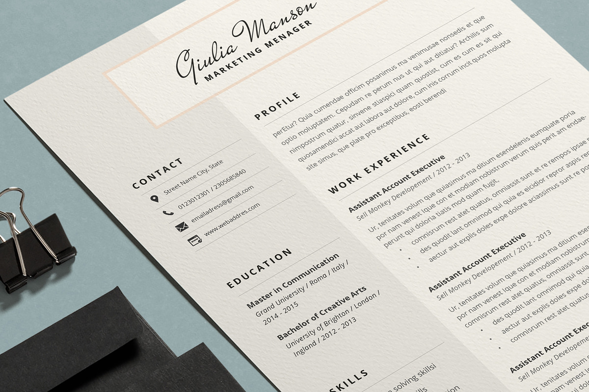 Resume Giulia, a Resume Template by Estartshop