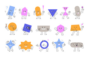 Funny geometric shapes set, pattern, an Object Illustration by PaperTrident
