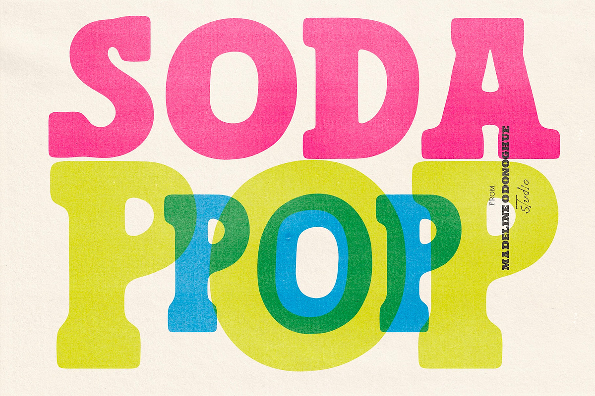 Pop Print Retro Display Font, a Sans Serif Font by Madeline ODonoghue Design (Photo 8 of 9)