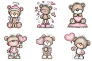 Whimsical Teddy Bear Valentine Clipa, a Graphic by CraftArtStudio (Thumbnail 5 of 6)