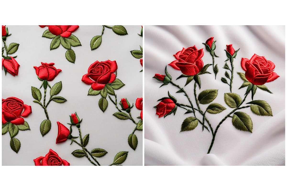 Embroidered Flowers Rose Background, a Background Graphic by IrySha (Photo 3 of 8)