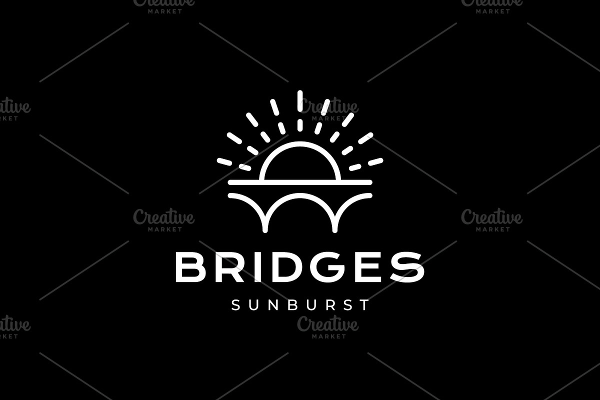 arch bridge sunset sunburst logo, a Branding & Logo Template by devastd