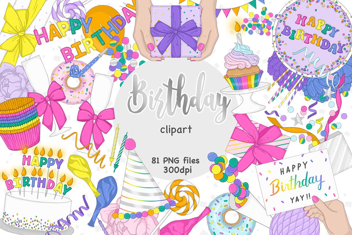 Happy Birthday Clipart, an Illustration by GlamArtZhanna (Photo 1 of 4)