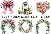 Pink Garden Watercolor Clipart, an Illustration by OK Design (Thumbnail 2 of 6)