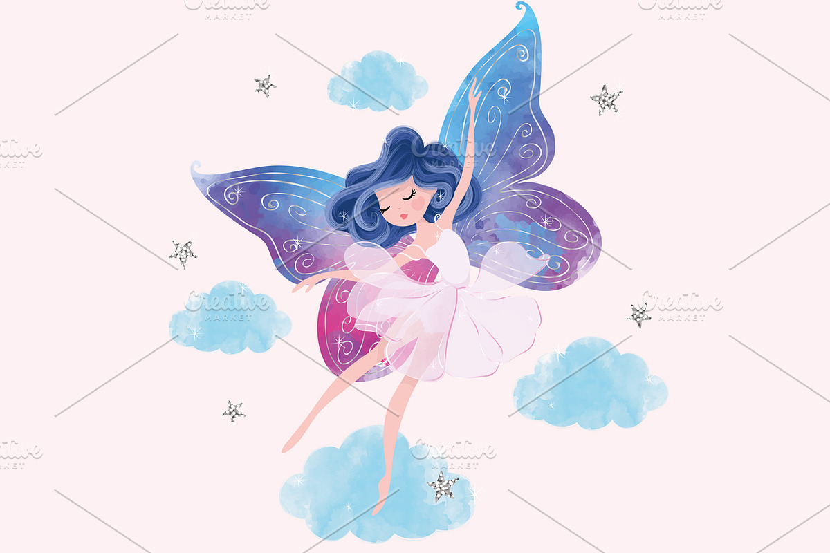 Fairy butterfly girl vector., a Decorative Illustration by StudioLondon (Photo 1 of 2)