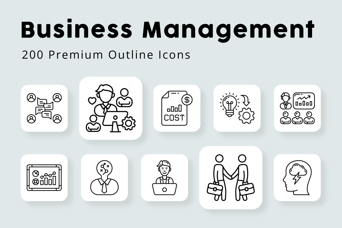 Business Management Outline Icons, an Outline Icon by vectorstank
