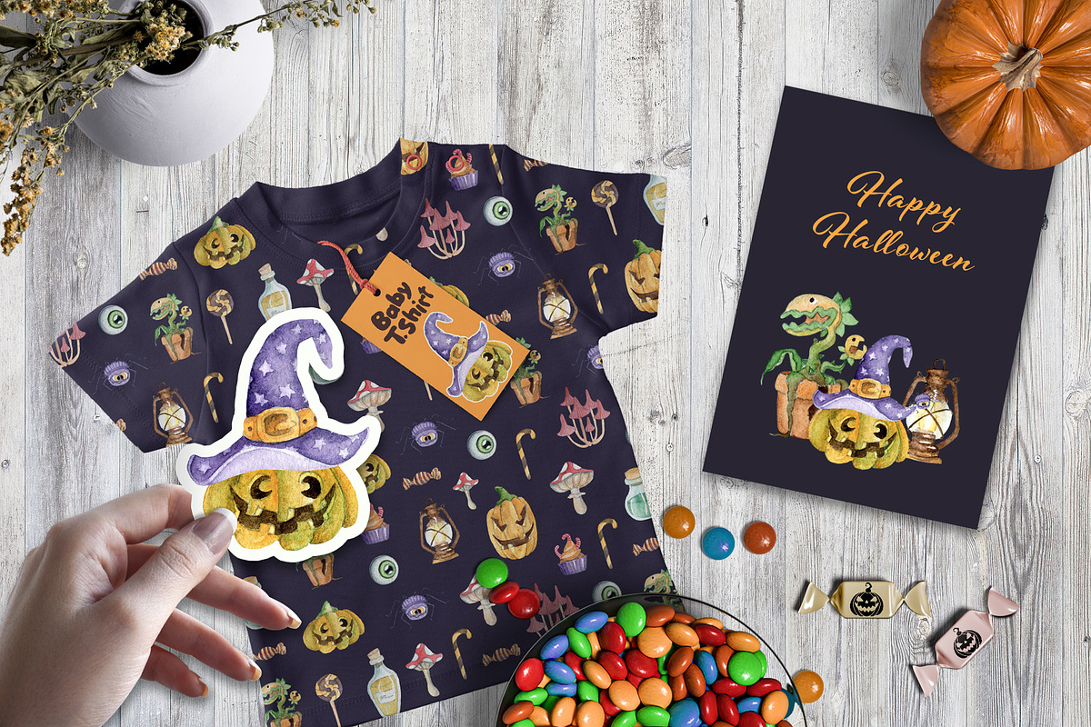 Halloween set. Watercolor hand drawn, an Object Graphic by JuliaBadeeva (Photo 7 of 7)