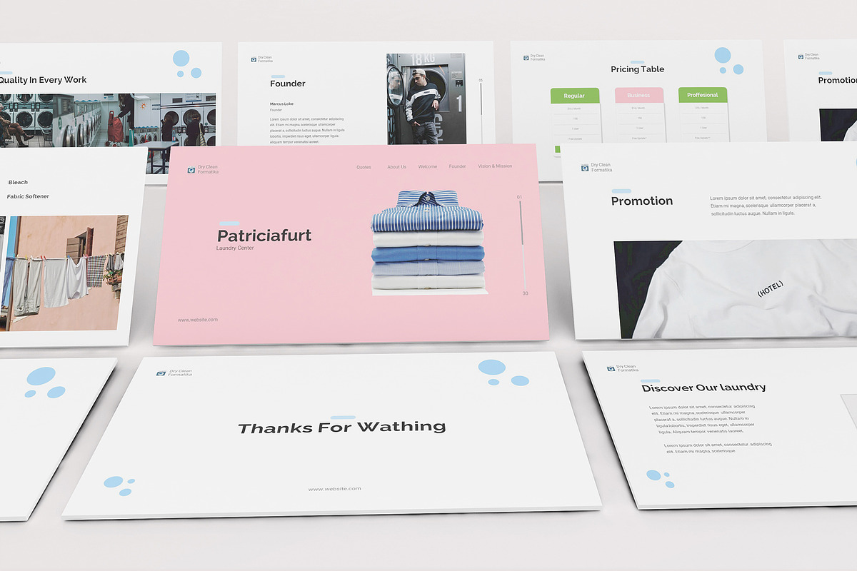 Laundry Powerpoint Template, a Presentation Template by Formatika Studio