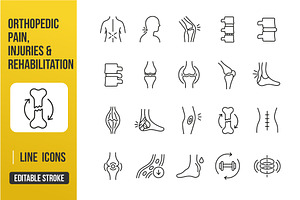 Orthopedic Pain & Rehabilitation, an Outline Icon by Grand Design