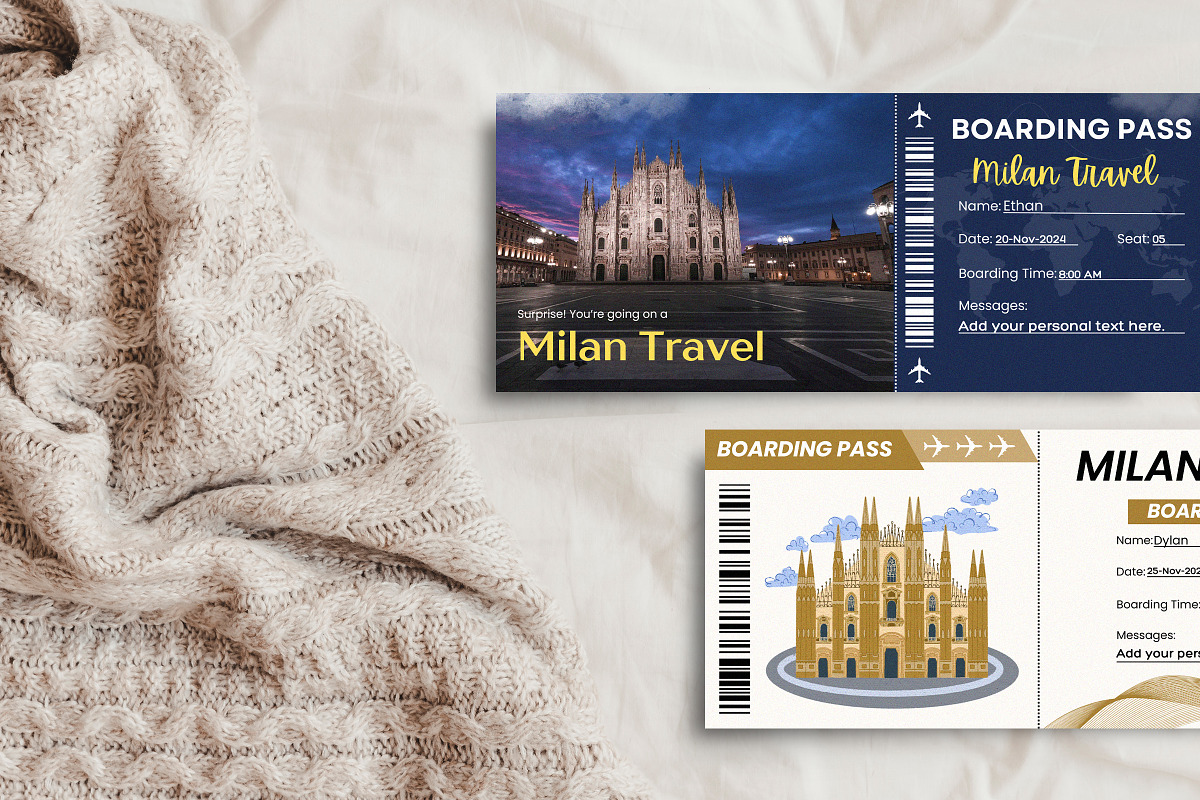 Milan Ticket Boarding Pass Template, a Card Template by Snapybiz (Photo 9 of 10)