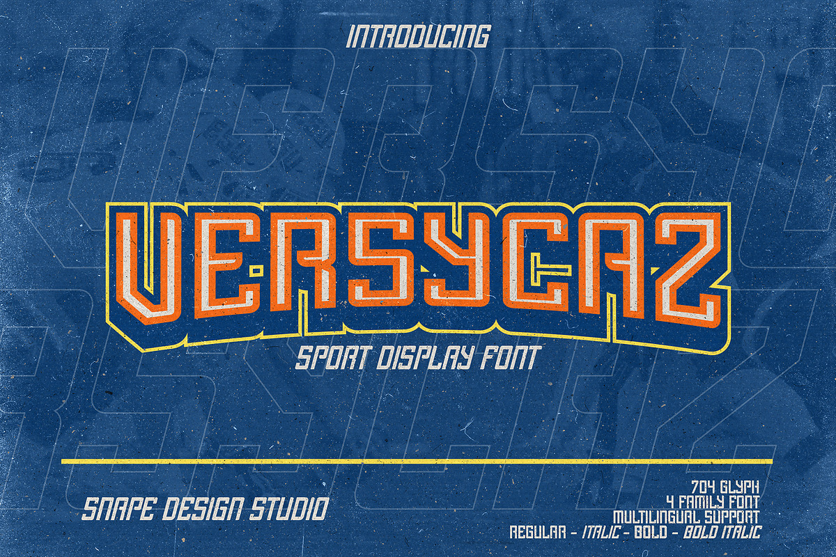 Versycaz - Sport Font, a Sans Serif Font by Snape Design Studio (Photo 1 of 5)