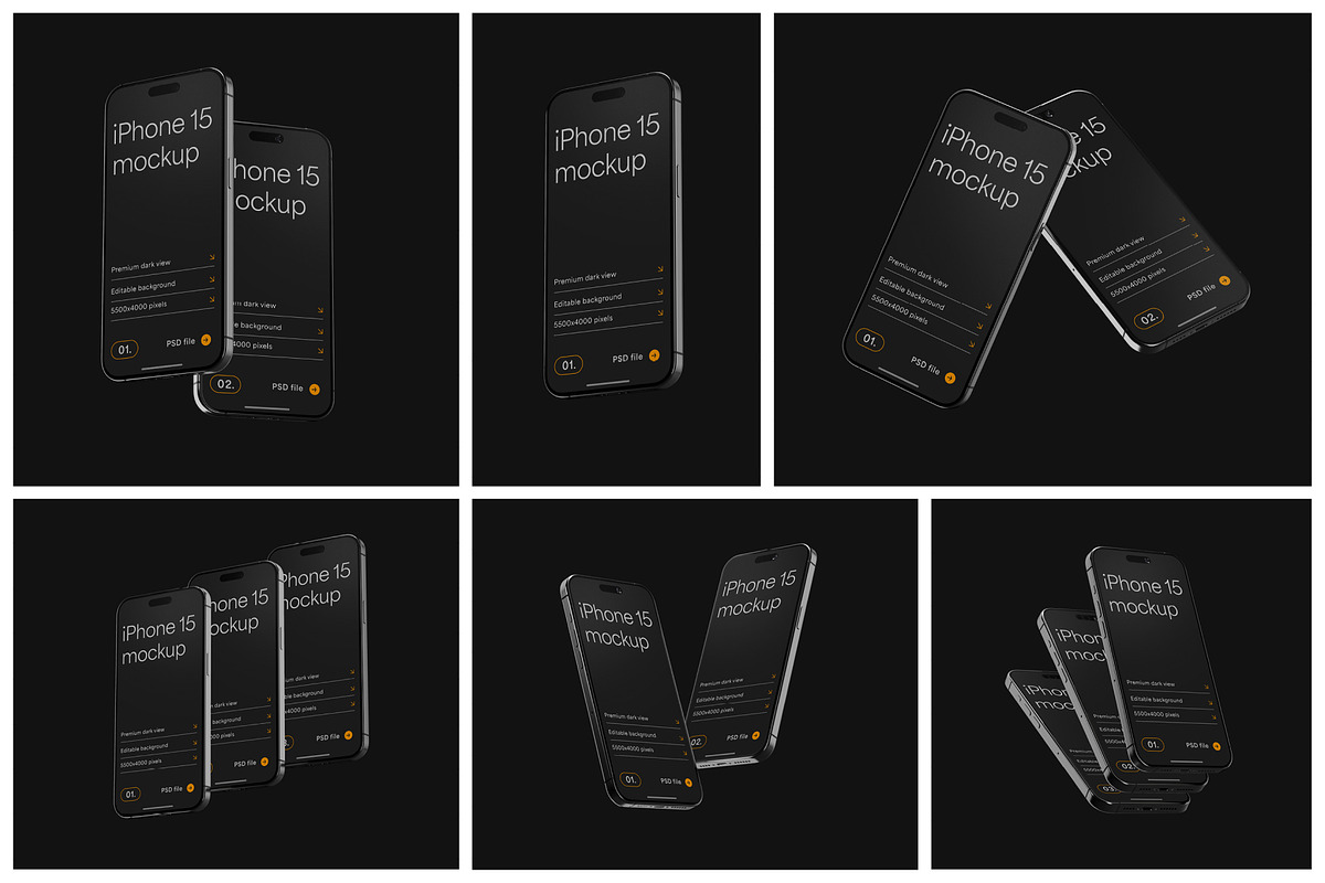 iPhone 15 Pro Mockup Set, an iPhone Mockup by Deeplab (Photo 2 of 9)
