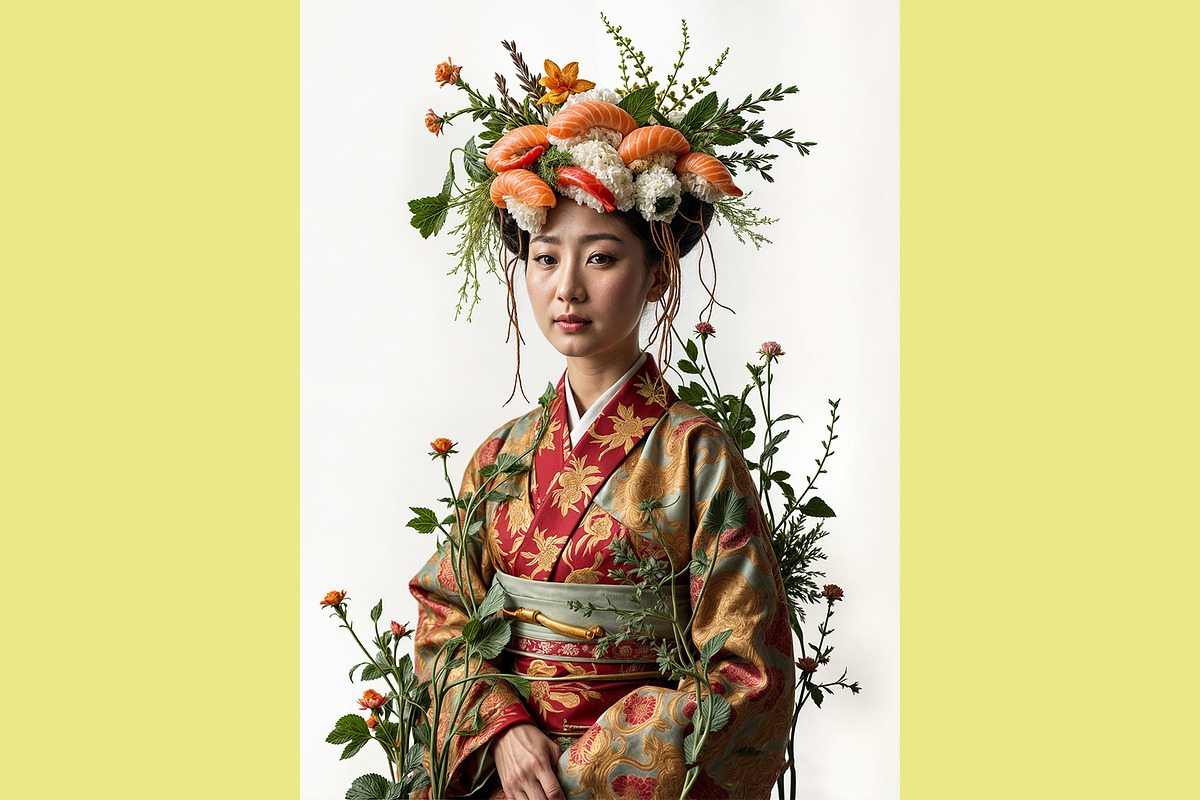 Japanese Botanical Sushi Portrait, a Person Illustration by StockVerse Creative (Photo 2 of 4)