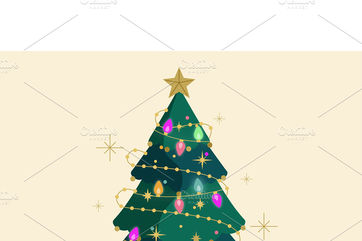 Flat Christmas Tree, a Decorative Illustration by MISS CHATZ (Photo 1 of 3)
