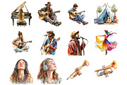 Boho Music Clipart, an Illustration by Design Market (Thumbnail 3 of 4)