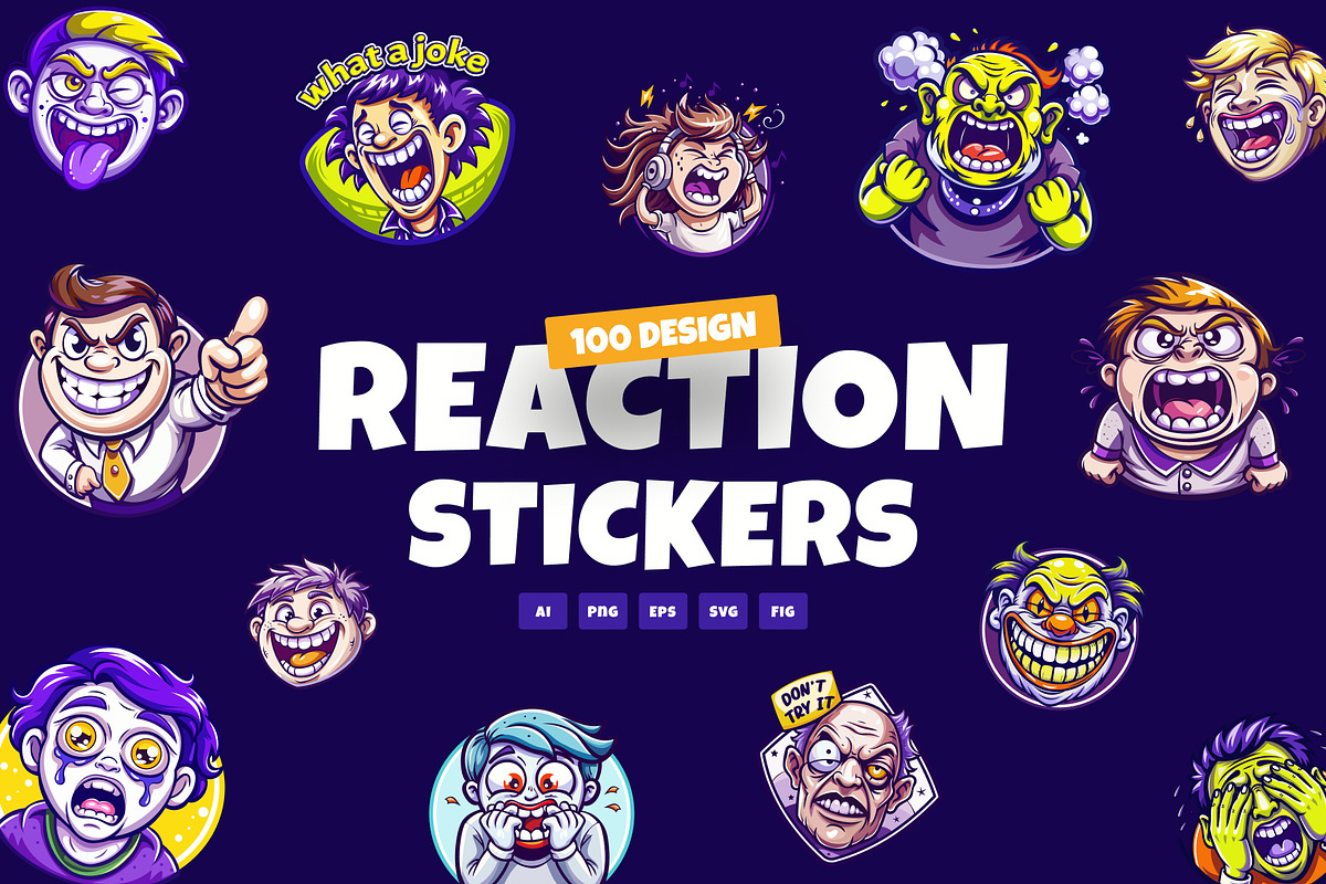 Reaction Stickers Set, an Emoji Icon by Prosymbols (Photo 1 of 9)