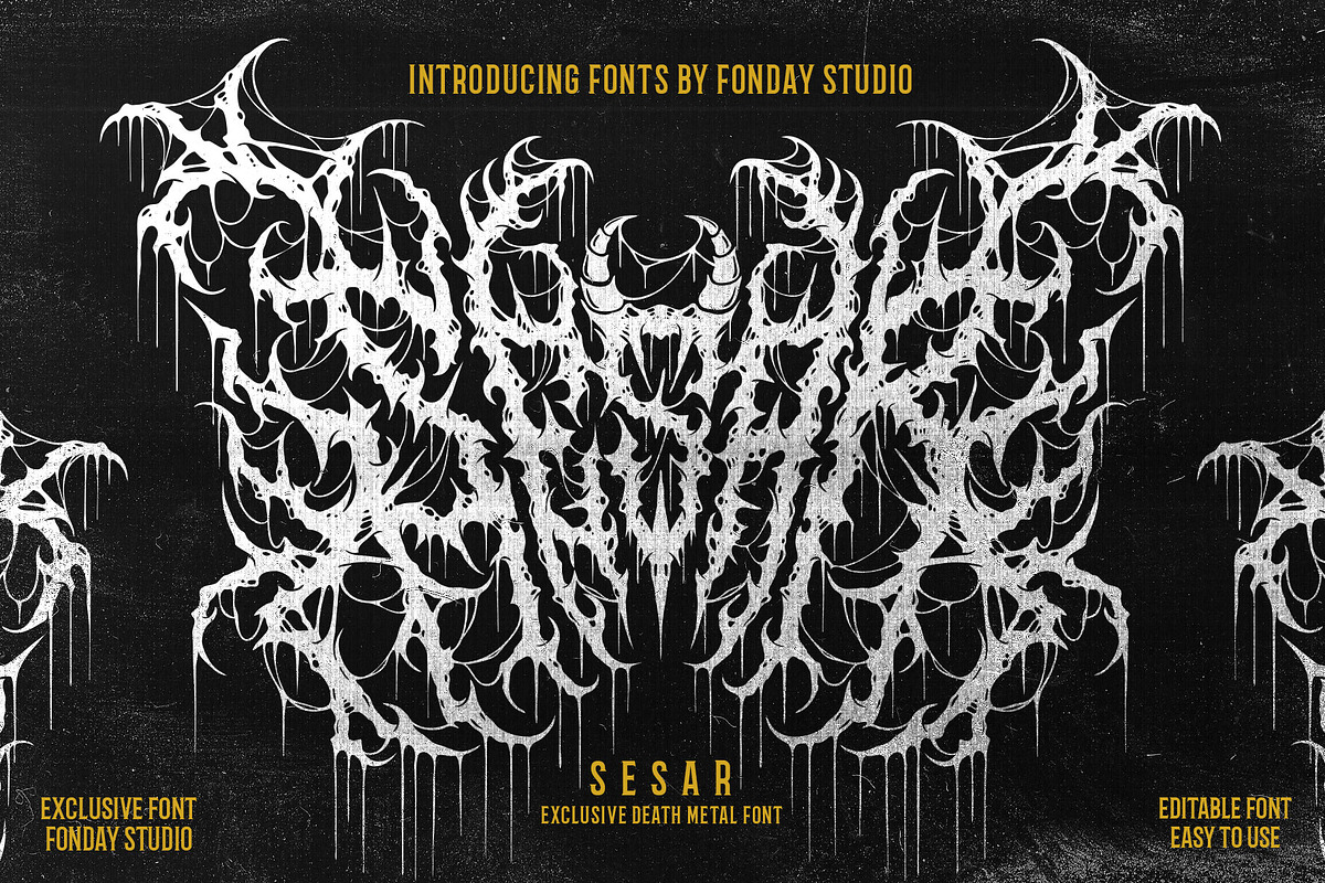 GOATHAM DEATH METAL FONT, a Blackletter Font by Fonday Studio (Photo 2 of 17)