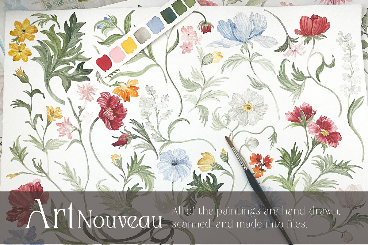 Watercolor Flower - Art Nouveau, a Decorative Illustration by Beigetime (Photo 14 of 14)