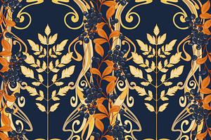 Art Nouveau Autumn Leaves Pattern