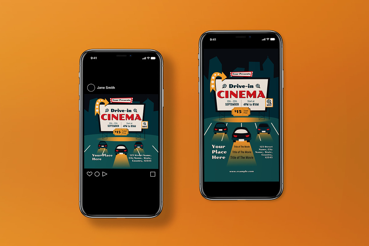 Drive-in Cinema Flyer Set, a Flyer Template by graphicook (Photo 3 of 3)