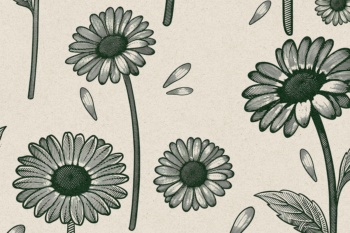 Elegant Daisy Vintage Seamless Pattern – Botanical Floral Vector